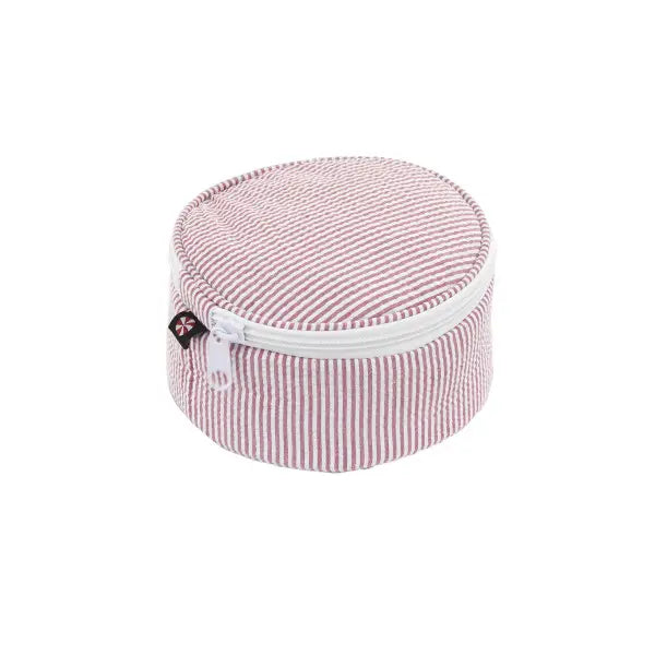 Red Seersucker 6" button Bag