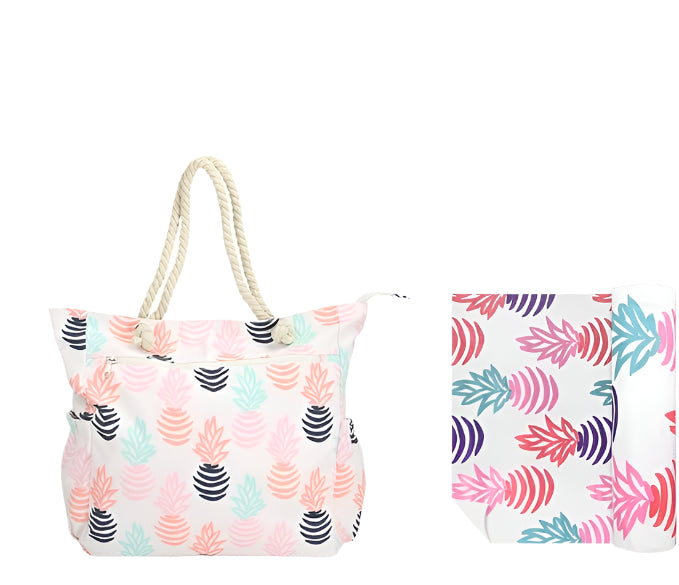 Pineapple Beach Bag and Matching Towel Set
