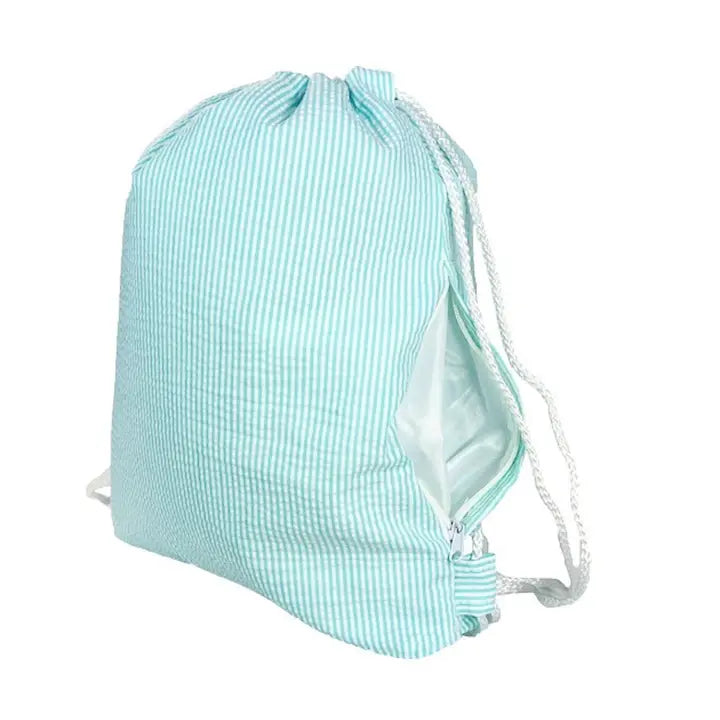 Mint Seersucker Sling Backpack