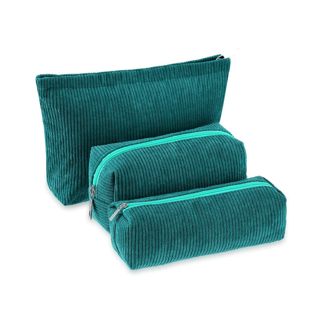3 Pc Corduroy Cosmetic Set
