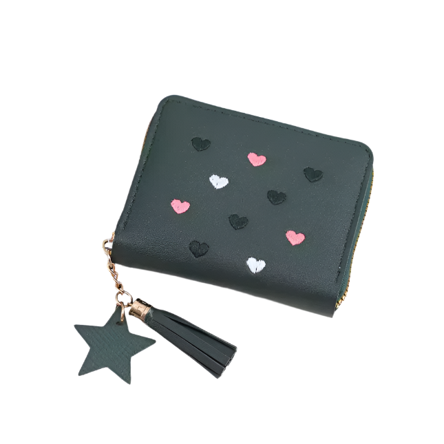 Embroidered Heart Wallet