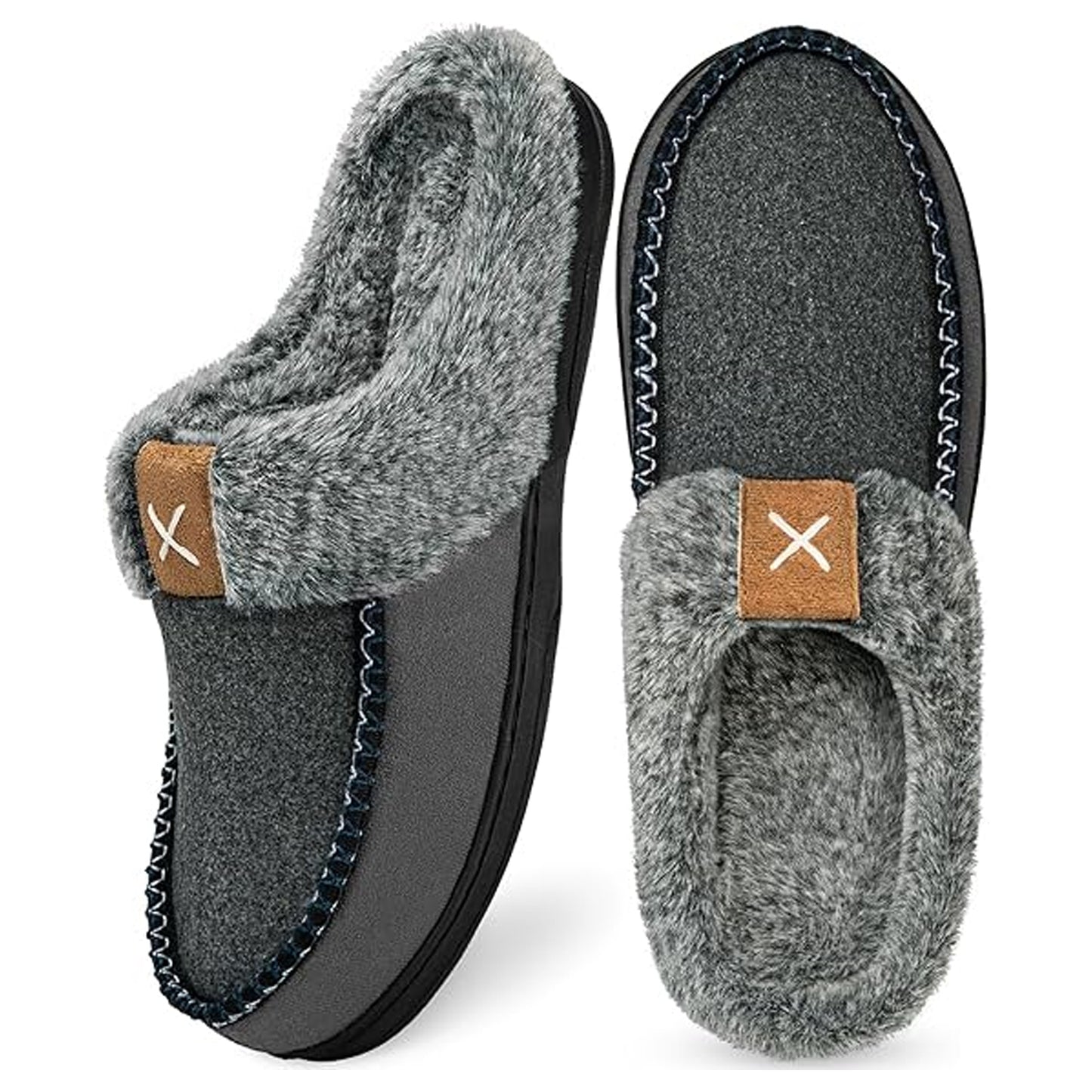 Fuzzy Mens Memory Foam Slippers
