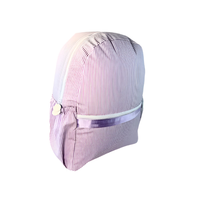 Lilac Preppy Stripe (Glossy) Medium Backpack w/Pocket