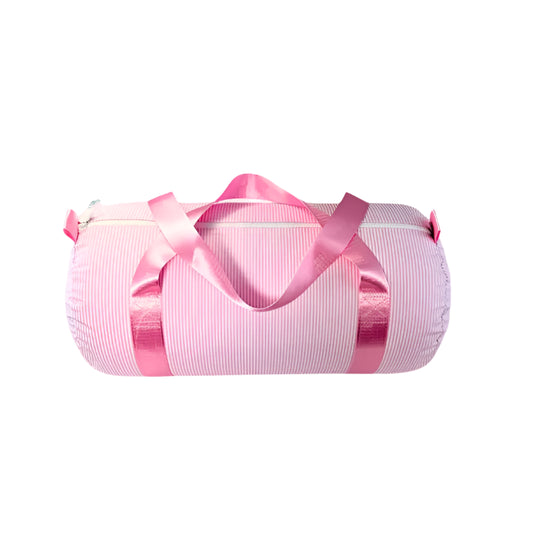 Pink Preppy Stripe (Glossy) Small Duffel