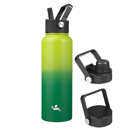 24 oz Insulated Water Bottle Stainless Steel Sport Bottles with 3 Lids
