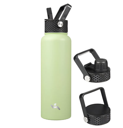 24 oz Insulated Water Bottle Stainless Steel Sport Bottles with 3 Lids