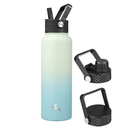 24 oz Insulated Water Bottle Stainless Steel Sport Bottles with 3 Lids