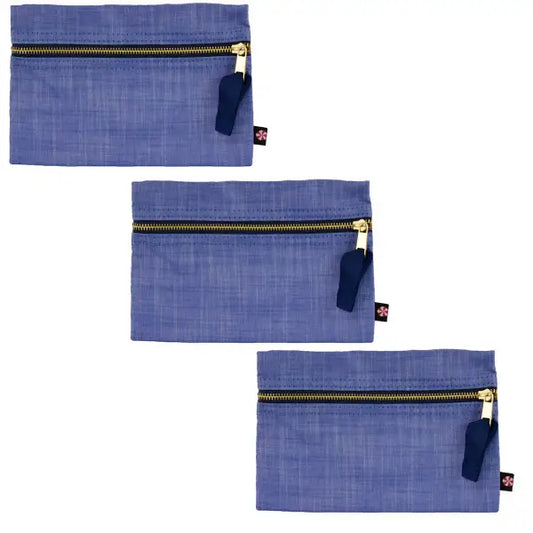 Navy Chambray Cosmo Bag (3PK)