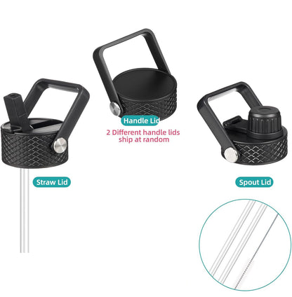 24 oz Insulated Water Bottle Stainless Steel Sport Bottles with 3 Lids