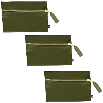 Olive Nylon Cosmo Bags (3 Pk)