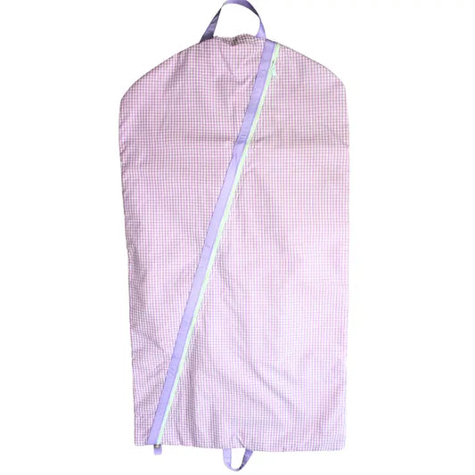 Lilac Gingham Hanging Garment Bag