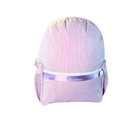 Lilac Preppy Stripe (Glossy) Medium Backpack w/Pocket