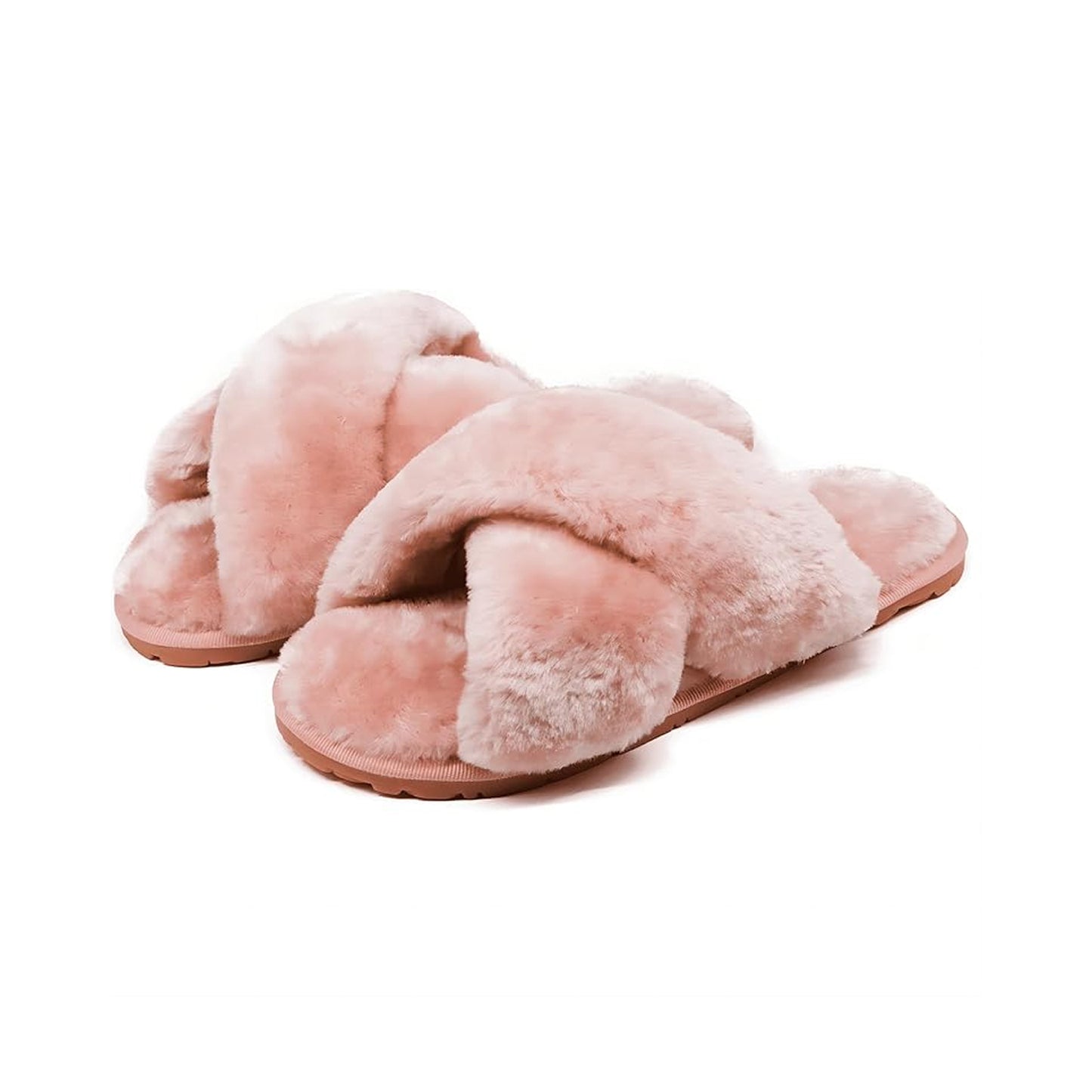 Fuzzy Cross Band Slippers