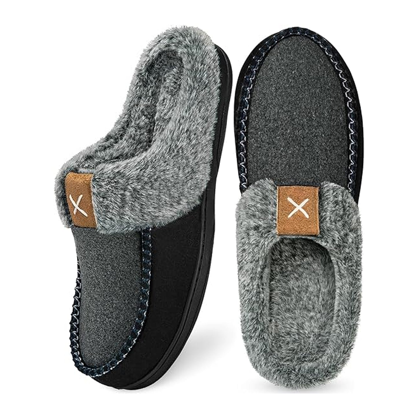 Fuzzy Mens Memory Foam Slippers