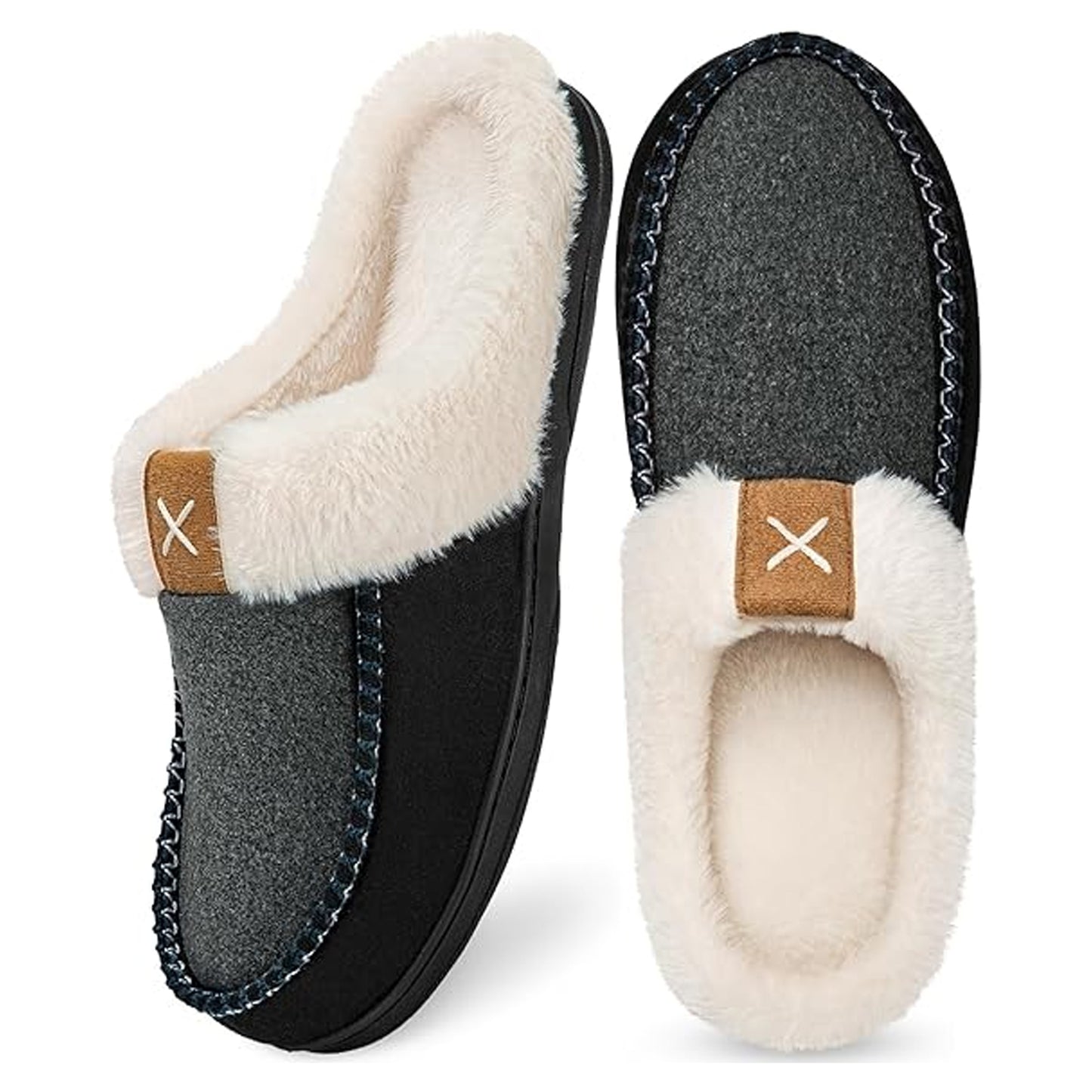 Fuzzy Mens Memory Foam Slippers