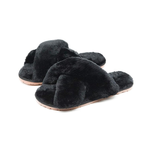 Fuzzy Cross Band Slippers