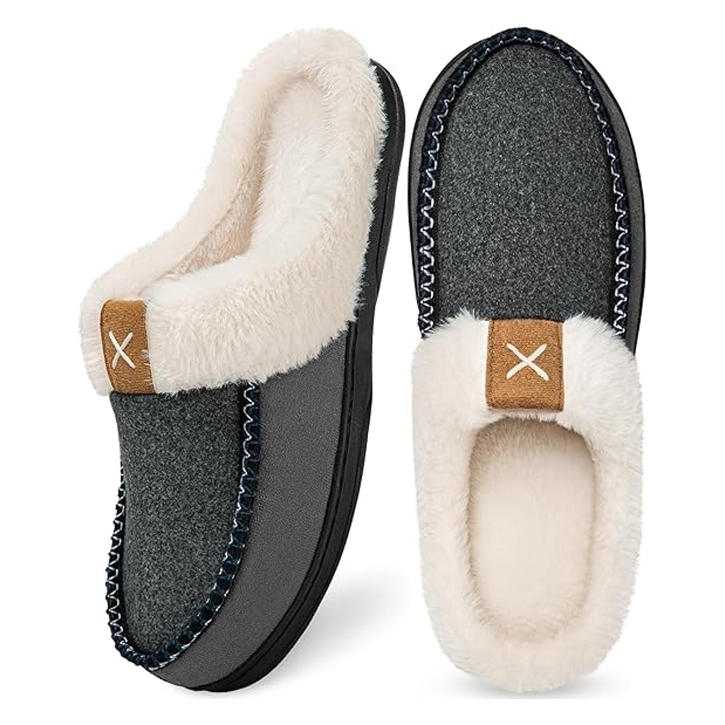 Fuzzy Mens Memory Foam Slippers