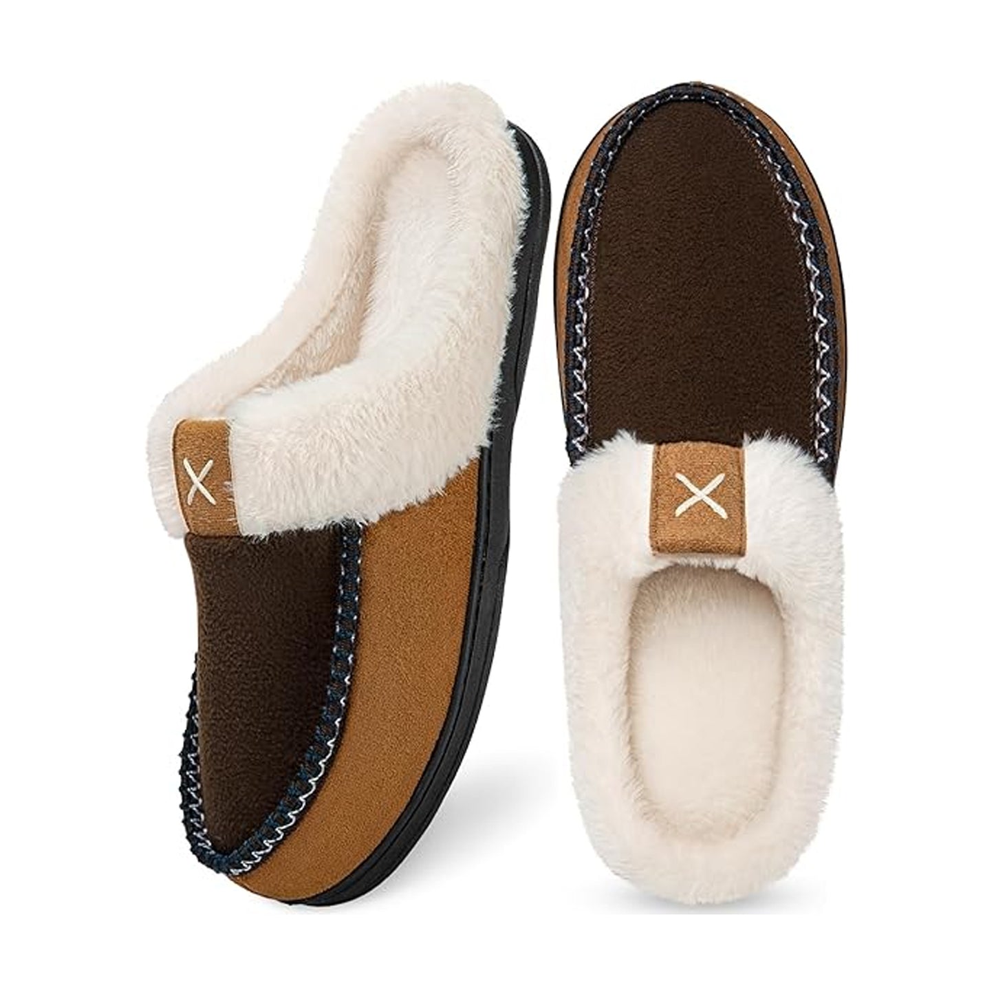 Fuzzy Mens Memory Foam Slippers