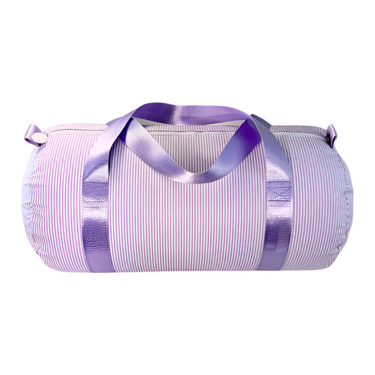 Lilac Preppy Stripe (Glossy) Medium Duffel