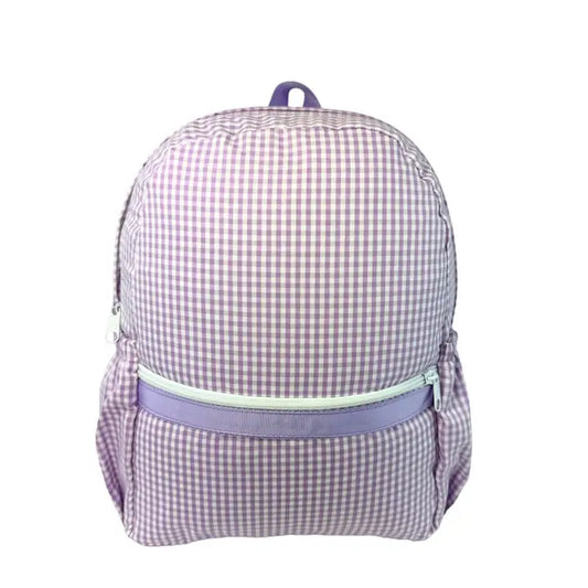 Lilac Gingham Medium Backpack w/Pockets